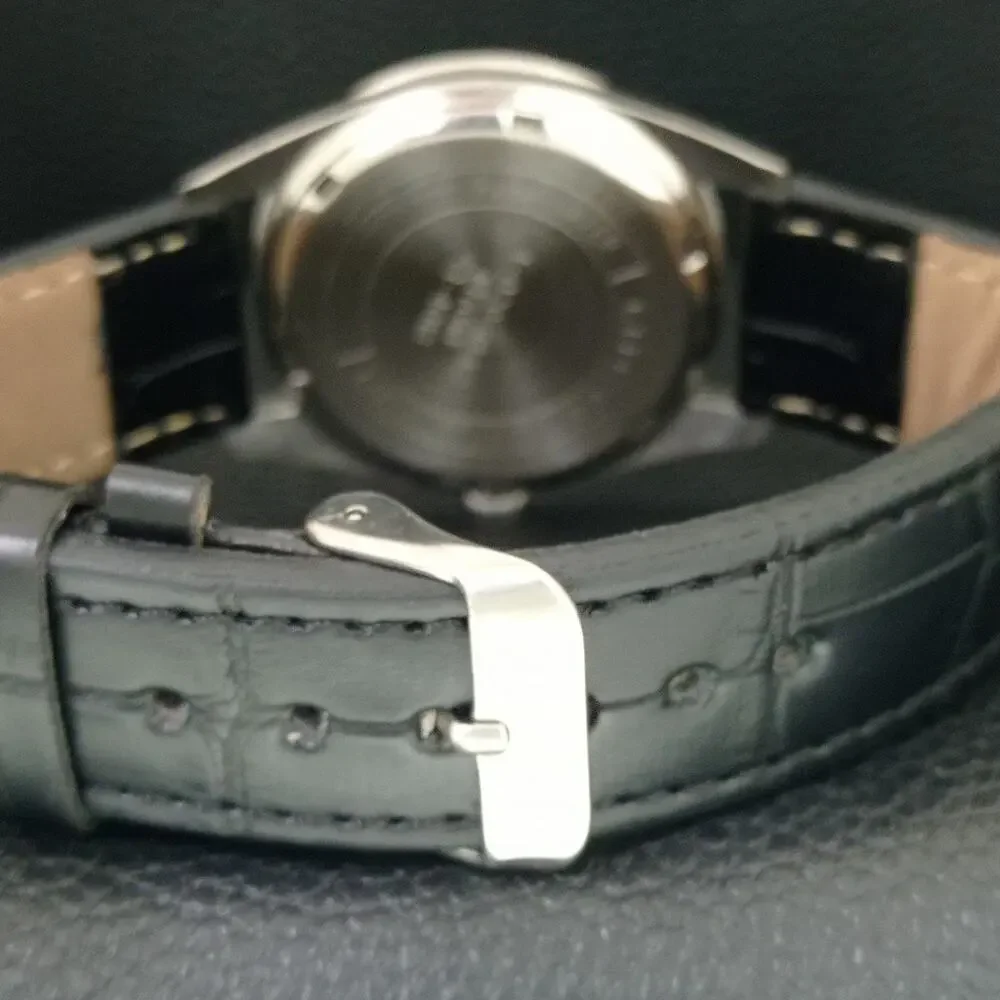 Vintage 1986 Citizen Manual Wound Mens Silver Watch & White accents